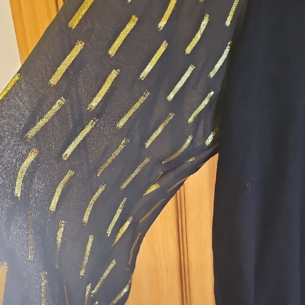 Carmen Black Sweater with Sheer Gold Sleeves - Picture 5 of 7